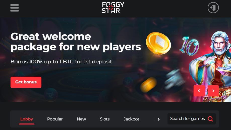 FoggyStar Casino Homepage