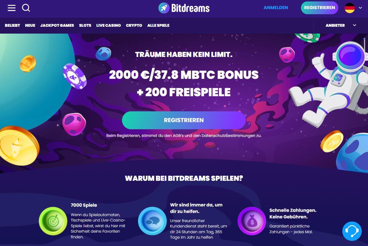 Bitdreams Casino Homepage
