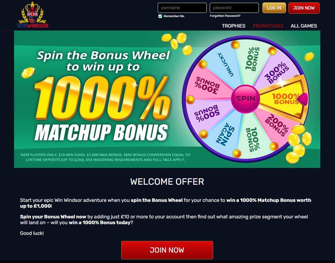 Winwindsor casino homepage