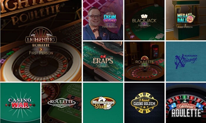 Slotnite Casino table games