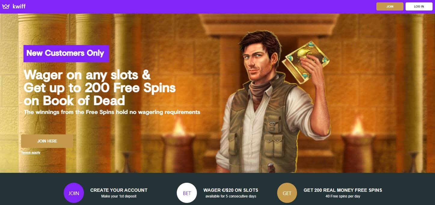 Kwiff casino homepage